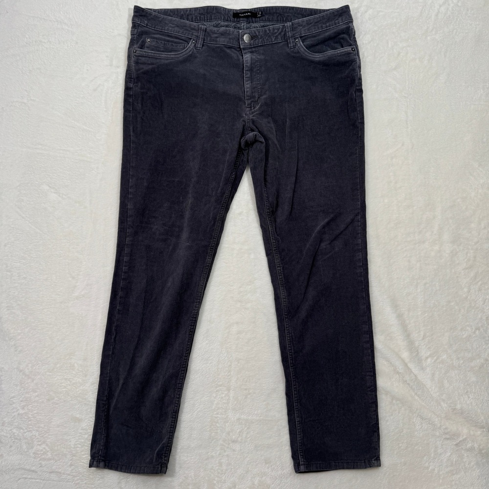 Tahari Corduroy Pants Mens W40 Gray Straight Leg Stretch Casual Trousers